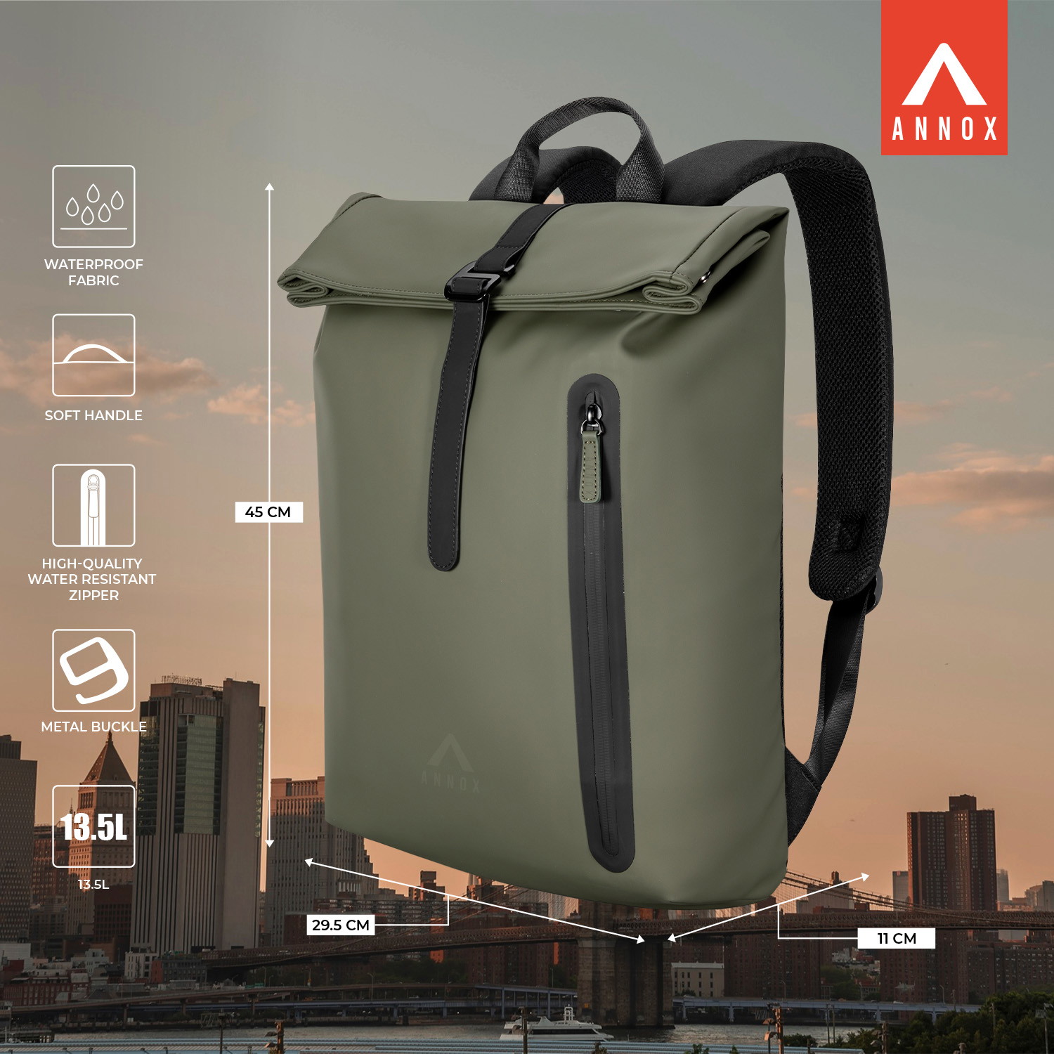 Annox Casual Laptop Ruksak 15,6” – PU Vodootporan
