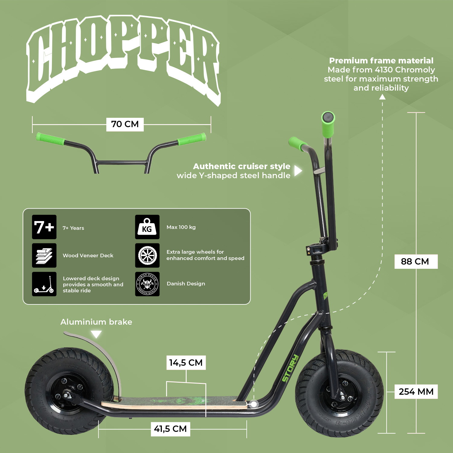 Story Urban Chopper Romobil s Kotačima za Flat Tire