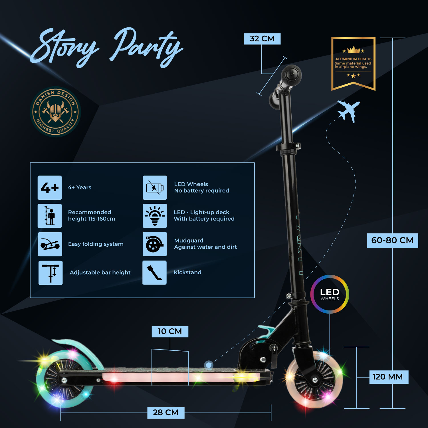 Story Party LED prilagodljivi dječji romobil