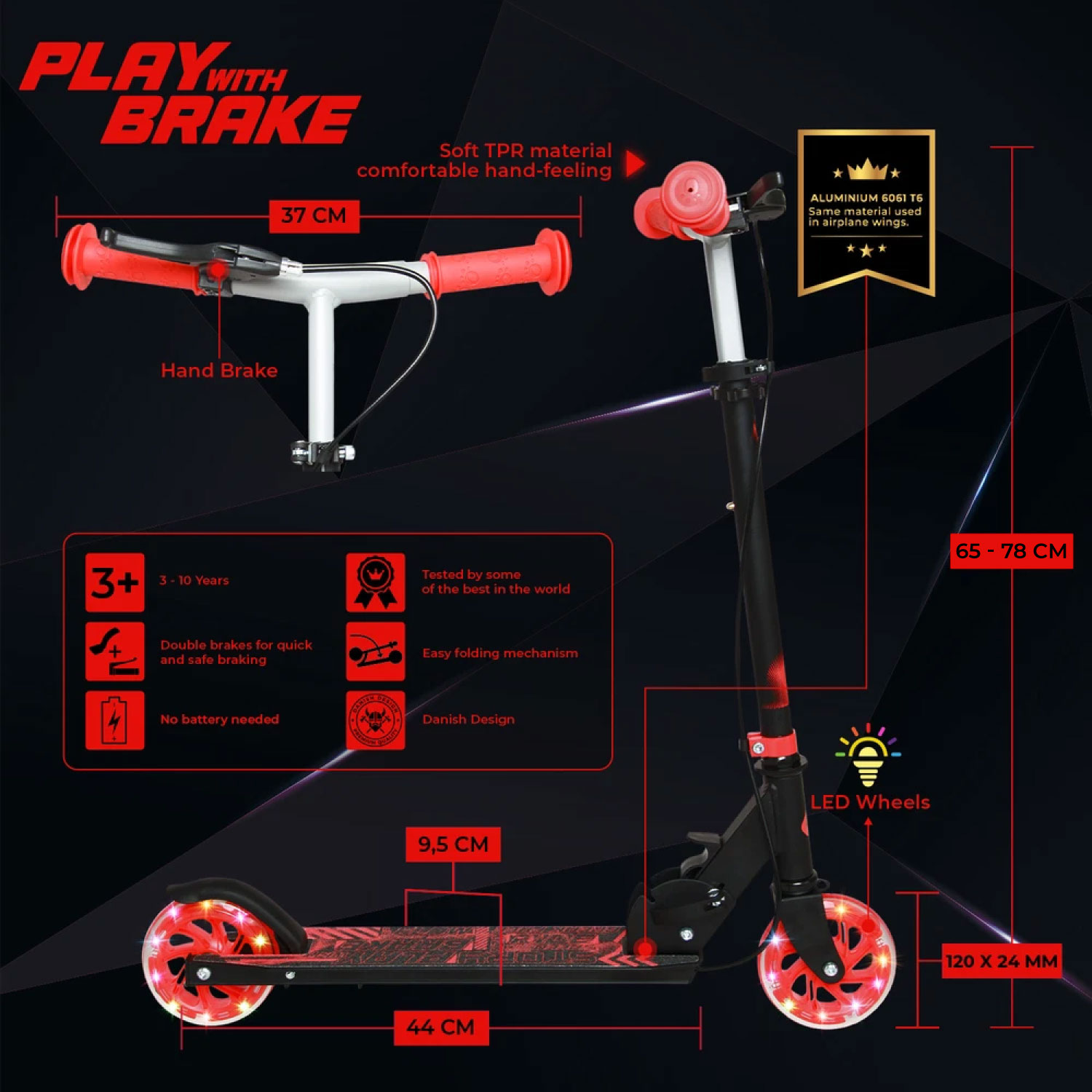 Story Play Djeca Romobil S Ručnom Kočnicom I LED Kotačima