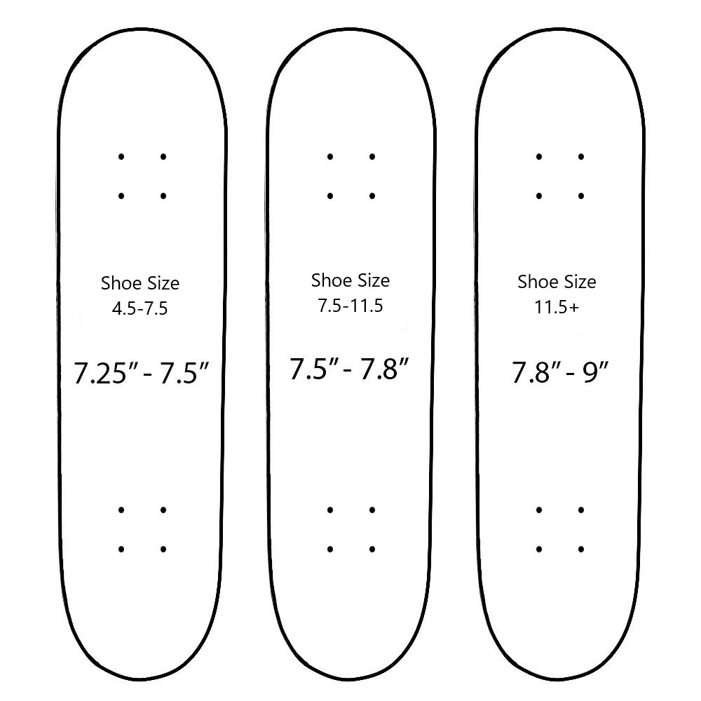 sizechart for your stunt skateboard